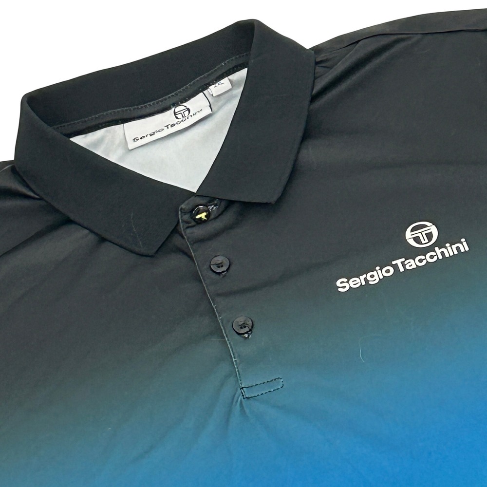 Sergio Tacchini Polo Shirt Mens L Multicolor Ombre Gradient Short Sleeve Logo